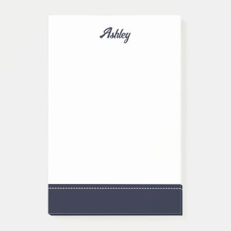 Custom navy blue white personalized preppy stylish post-it notes
