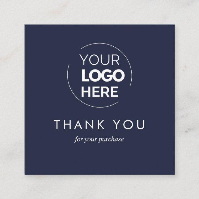 Custom Navy Business Logo QR Code Thank You Discount Card (Front)