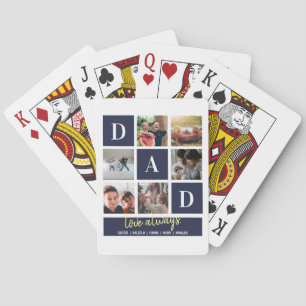 Custom Navy Colorblock Dad Family Photo Collage  Playing Cards