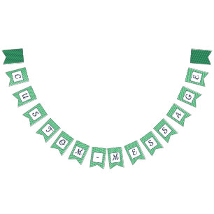 Custom Navy & Green Striped Preppy Bunting Bunting Flags