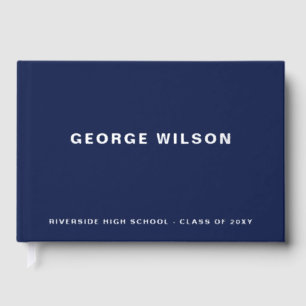 Custom Navy High School Grad Party Graduation  Guest Book