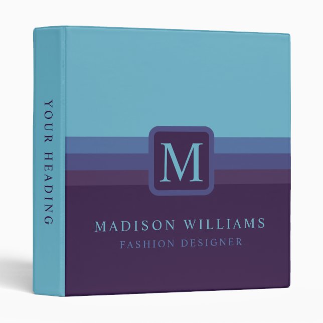 Custom Navy Midnight Blue Purple Colour Block Binder (Front/Spine)