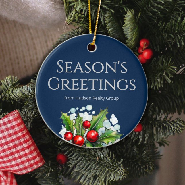 Custom Navy Realtor Ornament with Logo (Creator Uploaded)