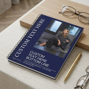 Custom Navy Spiral Notebook With Text And Image