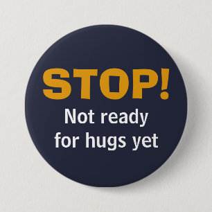 Custom Navy STOP No Hugs 3 Inch Round Button