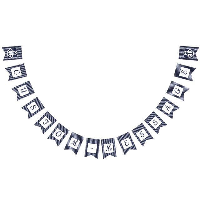 Custom Navy Striped Preppy Anchor Bunting Flags (All)