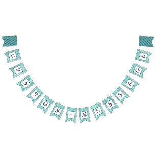 Custom Navy & Teal Striped Preppy Bunting Bunting Flags
