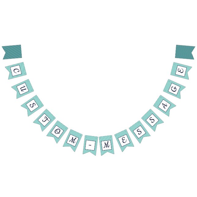 Custom Navy & Teal Striped Preppy Bunting Flags (All)