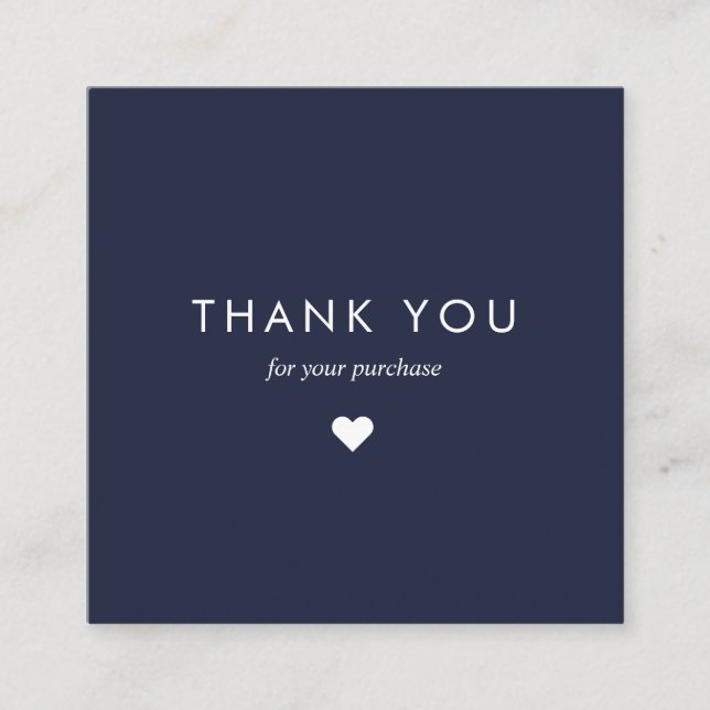 Custom Navy Typography Business QR Code Thank You Discount Card (Front)