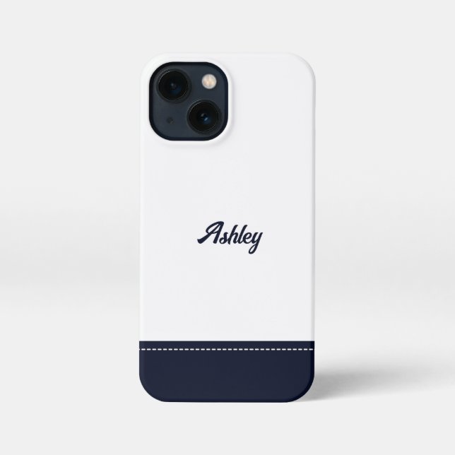Custom navy white personalized preppy stylish chic iPhone case (Back)
