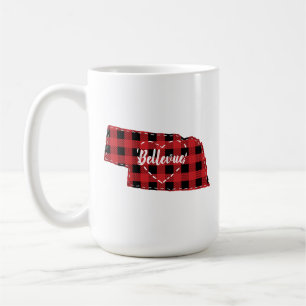 Custom Nebraska Home State Buffalo Plaid Christmas Coffee Mug