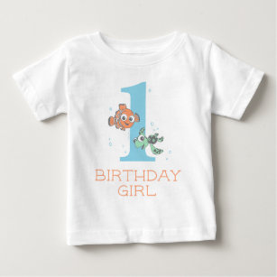 Custom Nemo & Squirt   1st Birthday  Baby T-Shirt