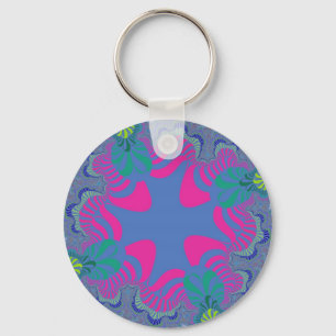 Custom Neon Blue Pink Cross Keychain