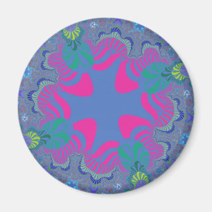 Custom Neon Blue Pink Cross Round Magnet