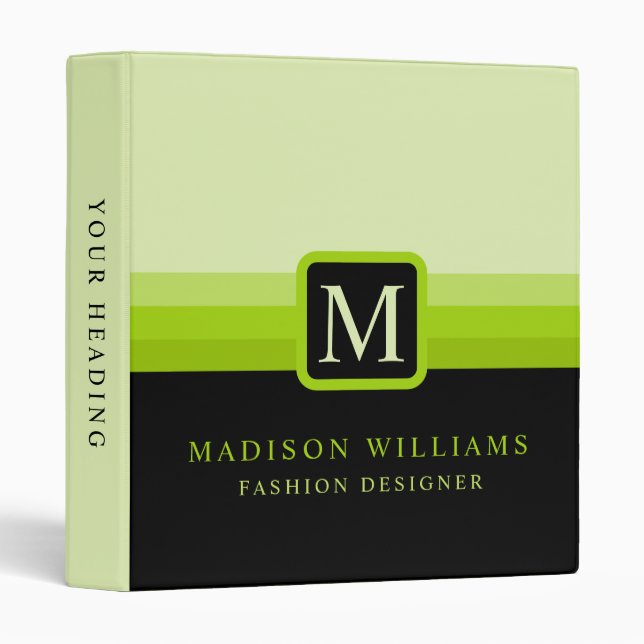 Custom Neon Bright Green Black Colour Block Binder (Front/Spine)