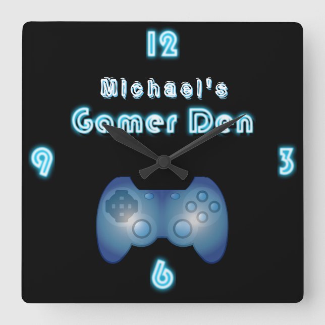 Custom Neon Clock Gamers Den ManCave Boys Room (Front)
