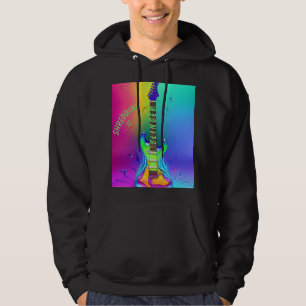Custom Neon Guitar, Psychedelic Boho Vintage Hoodi Hoodie