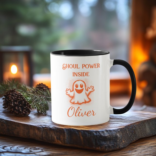 Custom Neon Halloween Mug - Orange Ghost Design (Creator Uploaded)