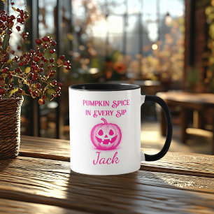 Custom Neon Halloween - Pink Pumpkin Design Mug