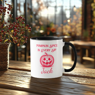 Custom Neon Halloween - Red Pumpkin Design Mug