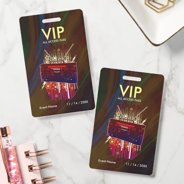 Custom Neon Light Streak VIP Pass For Event Access Badge (Office)