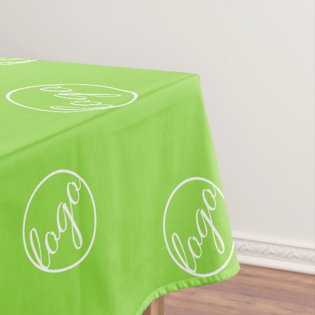 Custom Neon Lime Green Trade Show Logo Business Tablecloth (In Situ)