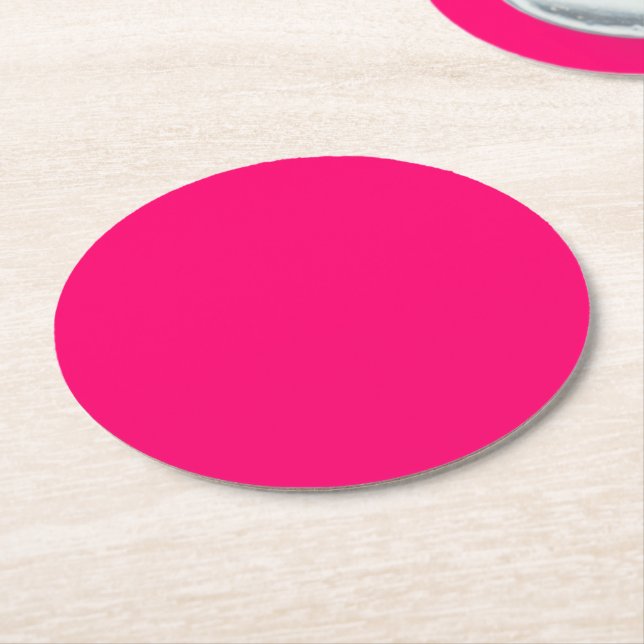 Custom Neon Pink Paper Coaster - Bulk & Events (Angled)
