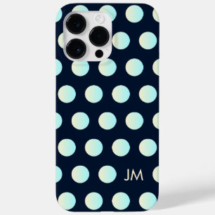 Custom Neon Polka Dot Yellow Cyan Monogram Night Case-Mate iPhone 14 Pro Max Case