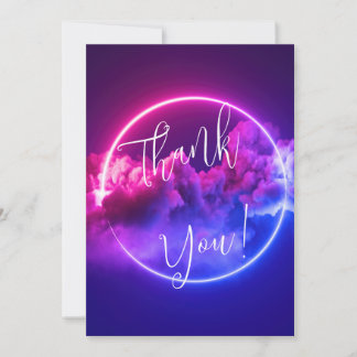 Custom Neon Sign Pink & Purple Clouds Blank  Invitation