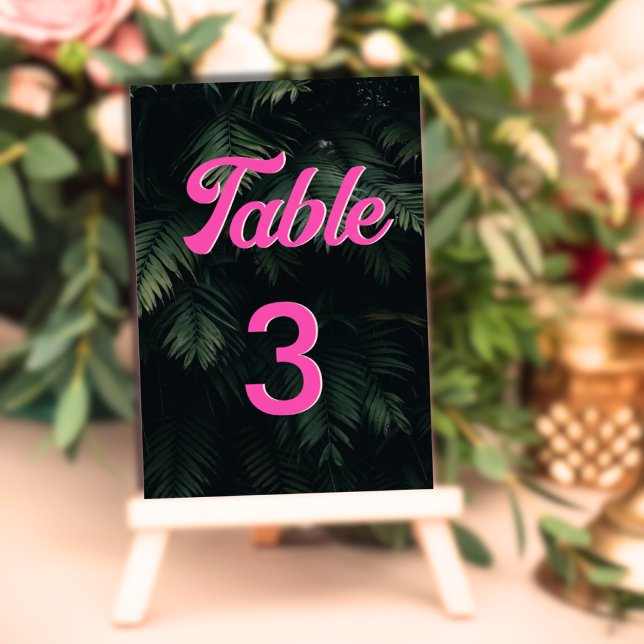 Custom Neon Tropical Pink Modern Table Numbers (Custom Neon Tropical Pink Modern Table Numbers)