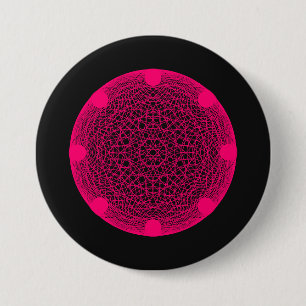 Custom Neon Web Mandala Button – Pink on Black