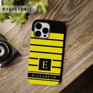 Custom Neon Yellow And Black Colour Stripes iPhone 14 Pro Max Case