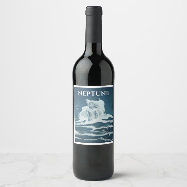 Custom Neptune Art Wine Label (Front)