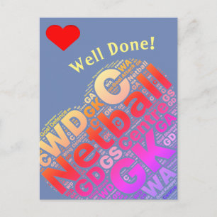 Custom Netball Typography Heart Design Postcard