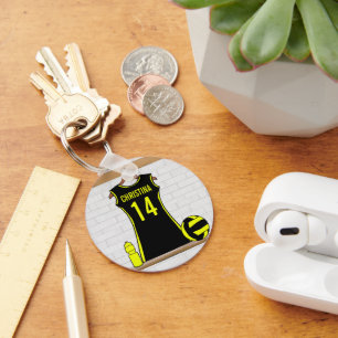 Custom Netball Uniform black yellow Keychain