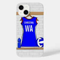 Custom Netball Uniform Blue with Red and White