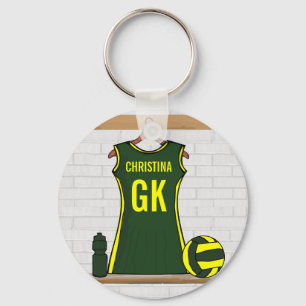 Custom Netball Uniform Green with Yellow Keychain