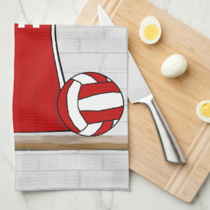 Custom Netball Uniform Red with Blue and White Kitchen Towel
