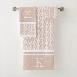 Custom Neutral Earthy Sand Zigzag Stripes Art Bath Towel Set