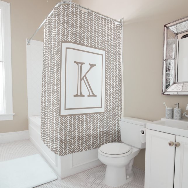 Custom Neutral Earthy Taupe Zigzag Art Stripes  (In Situ)