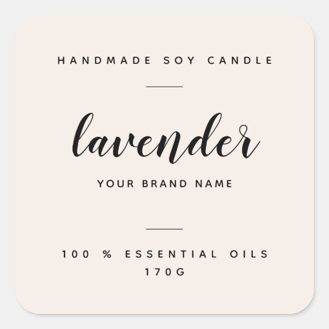 Custom neutral packaging candle product label (Front)
