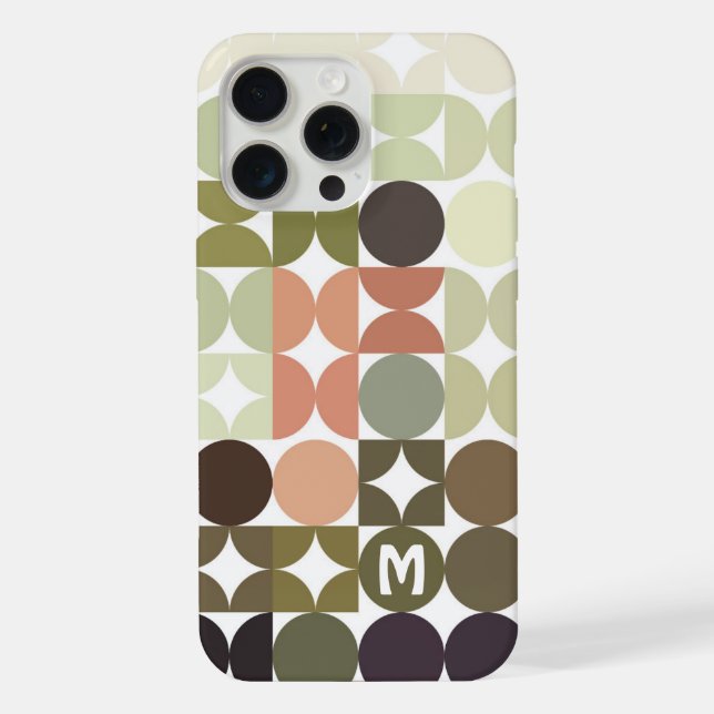 Custom Neutral Tan Olive Green Black Retro Pattern iPhone Case (Back)