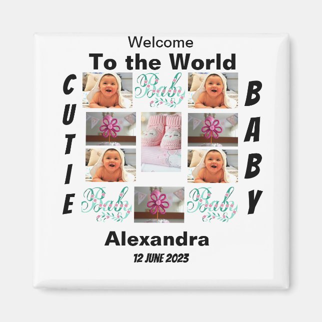 Custom New Baby 11 Photo Collage  Magnet (Front)