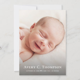 Custom New Baby Photos Modern Heart Birth Announcement