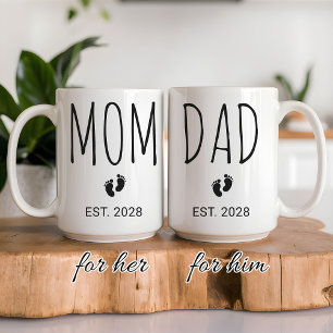 Custom New Baby Reveal   Modern Script Mommy Daddy Coffee Mug
