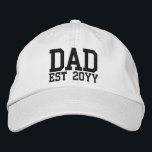 Custom New Dad Established Father Est Year Daddy Embroidered Hat<br><div class="desc">Custom New Dad Baseball Hat,  Customizable Papa Father from wife,  established Gift for him embroidery,  husband establish Customized Daddy Date,  Father's Day Matching est cap,  padre couple partner Valentine's your,  present Embroider Her Mom Personalized,  Birthday Christmas Baby Boy Anniversary,  His Birth Personalised Son Workout,  with Girl Daughter Minimalist Postpartum</div>