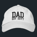 Custom New Dad Established Father Est Year Daddy Embroidered Hat<br><div class="desc">Custom New Dad Baseball Hat,  Customizable Papa Father from wife,  established Gift for him embroidery,  husband establish Customized Daddy Date,  Father's Day Matching est cap,  padre couple partner Valentine's your,  present Embroider Her Mom Personalized,  Birthday Christmas Baby Boy Anniversary,  His Birth Personalised Son Workout,  with Girl Daughter Minimalist Postpartum</div>