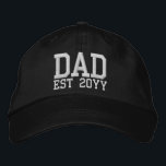 Custom New Dad Established Father Est Year Daddy Embroidered Hat<br><div class="desc">Custom New Dad Baseball Hat,  Customizable Papa Father from wife,  established Gift for him embroidery,  husband establish Customized Daddy Date,  Father's Day Matching est cap,  padre couple partner Valentine's your,  present Embroider Her Mom Personalized,  Birthday Christmas Baby Boy Anniversary,  His Birth Personalised Son Workout,  with Girl Daughter Minimalist Postpartum</div>