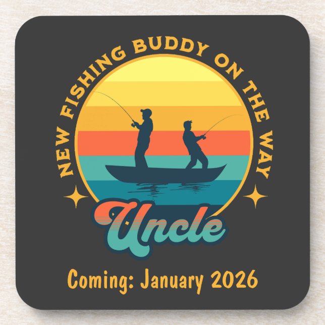 Custom New Fishing Buddy Coming Uncle Gift Coaster (Front)