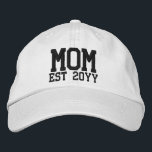 Custom New Mom Established Mother Est Year Mommy Embroidered Hat<br><div class="desc">Custom New Mom Baseball Hat,  Customizable Mum Mummy from husband,  established Gift for her embroidery,  wife establish Customized Mama Date,  Mother's Day Matching est cap,  mother couple partner Valentine's your,  present Embroider Him Mommy Personalized,  Birthday Christmas Baby Boy Anniversary,  His Birth Personalised Son Workout,  with Girl Daughter Minimalist Postpartum</div>